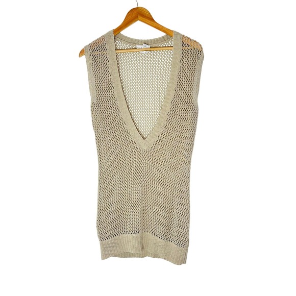 Ann Taylor Loft Tops - ANN TAYLOR LOFT Womens Tan open Knit Sweater Vest Size S Coastal Chic beachy